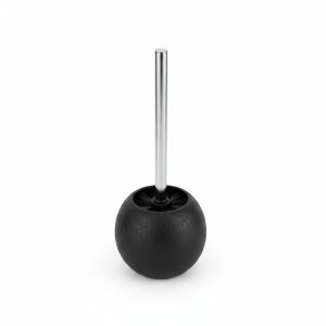 Brosse Toilette en Céramique Noire et Inox Design Sphérique