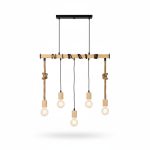 Suspension Bois Woody 4 Lampes E27 Style Industriel