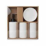 Set 3 accessoires salle de bain en céramique texturée