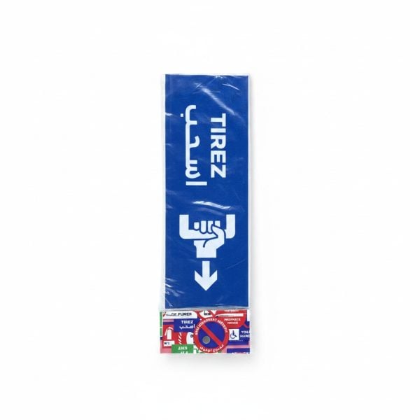 Sticker de signalétique Tirez / اسحب Bleu et Blanc