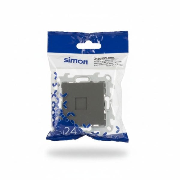 Prise RJ45 Cat 6 UTP Simon S24 Marron pour réseau filaire