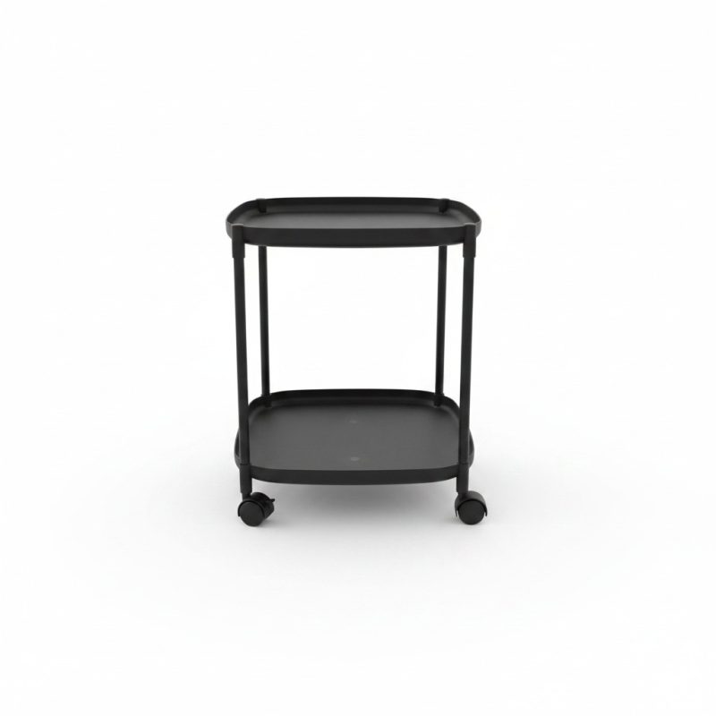 Étagère de chevet mobile 2 niveaux PVC noir 39x39x45cm