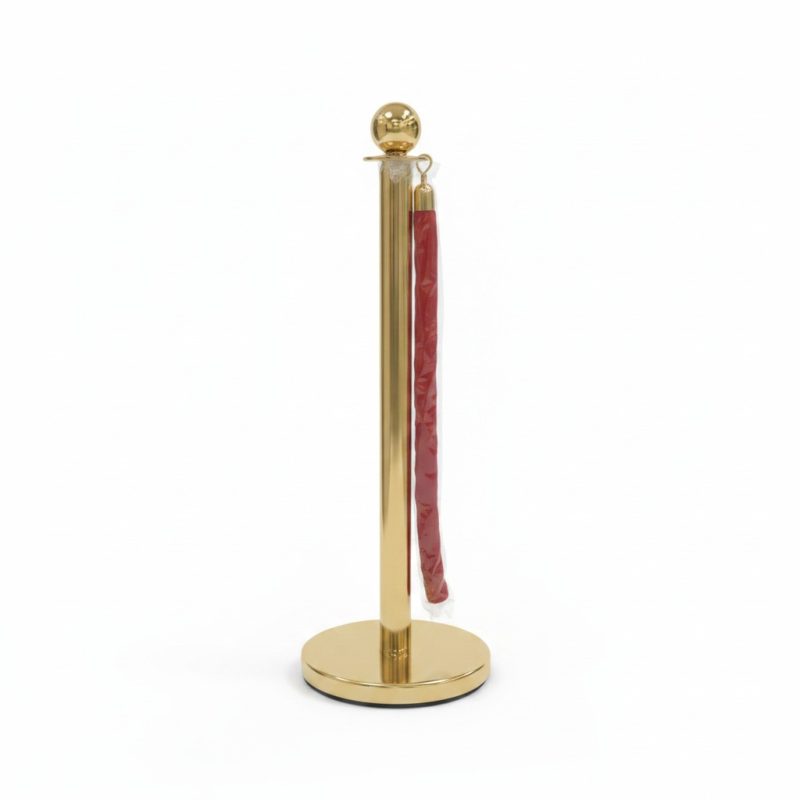 Poteau de Guidage Doré à Corde Rouge Velours 393245