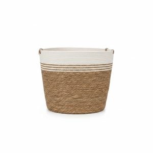 Panier de Rangement Rond en Paille et Corde 41x45 cm