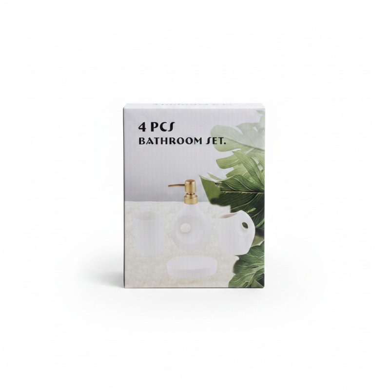 Set 4 accessoires de salle de bain en céramique blanc
