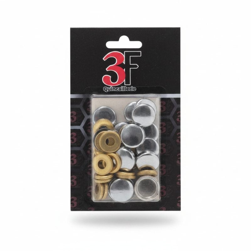 9406021 Lot de cachevis chromés 3F 20 mm pour fixation discrète