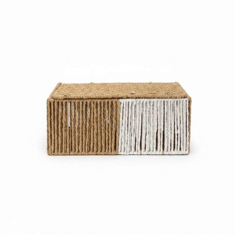 Panier en corde de paille bicolore 30x19x13cm