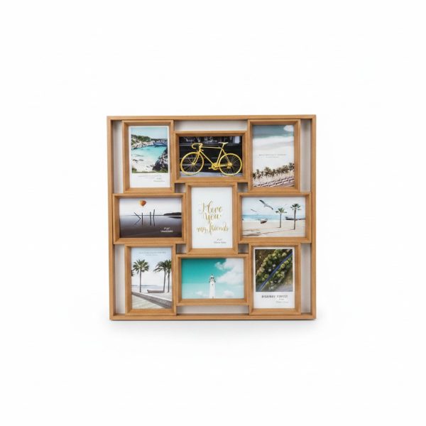 Cadre photo 9 vues 10x15 cm en MDF bois clair