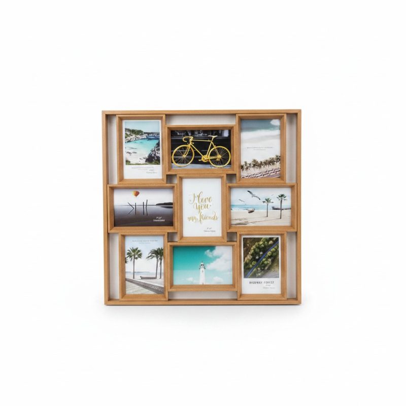 Cadre photo 9 vues 10x15 cm en MDF bois clair