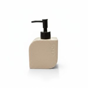 Distributeur de Savon à Poser Beige Moucheté et Pompe Noire