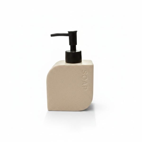 Distributeur de Savon à Poser Beige Moucheté et Pompe Noire