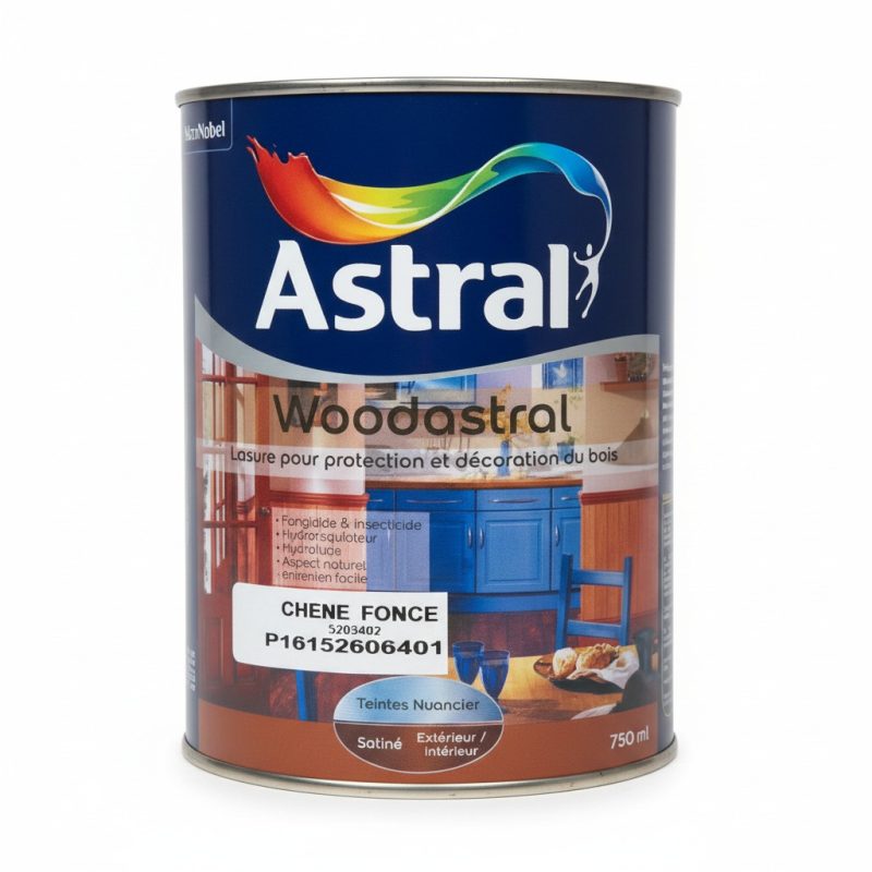 Lasure bois Chêne Foncé Satiné 750 ml Woodastral Astral