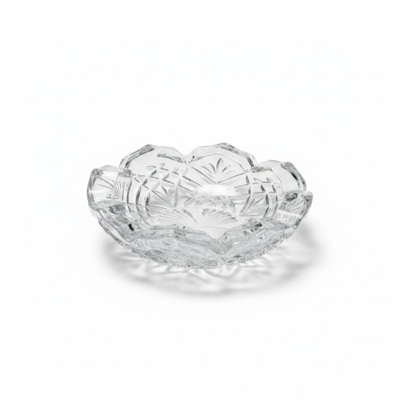 9530441 Coupelle décorative en verre ciselé, motif floral