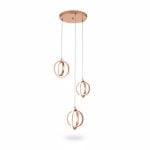 Suspension LED Aliance 3 anneaux métal couleur or 50W