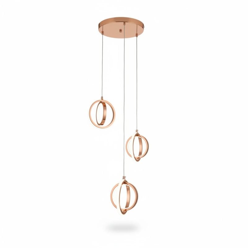 Suspension LED Aliance 3 anneaux métal couleur or 50W