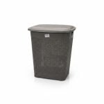 Panier à Linge Tressé 60L Gris avec Couvercle