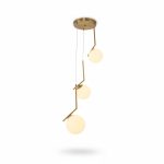 Suspension Lido 3L design en métal doré et verre opale