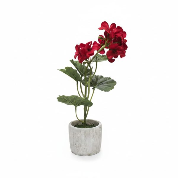 Plante artificielle Géranium rouge en pot texturé