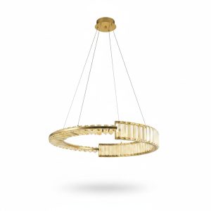 Suspension LED Cristal Doré Circulaire D60cm 32W FUSI
