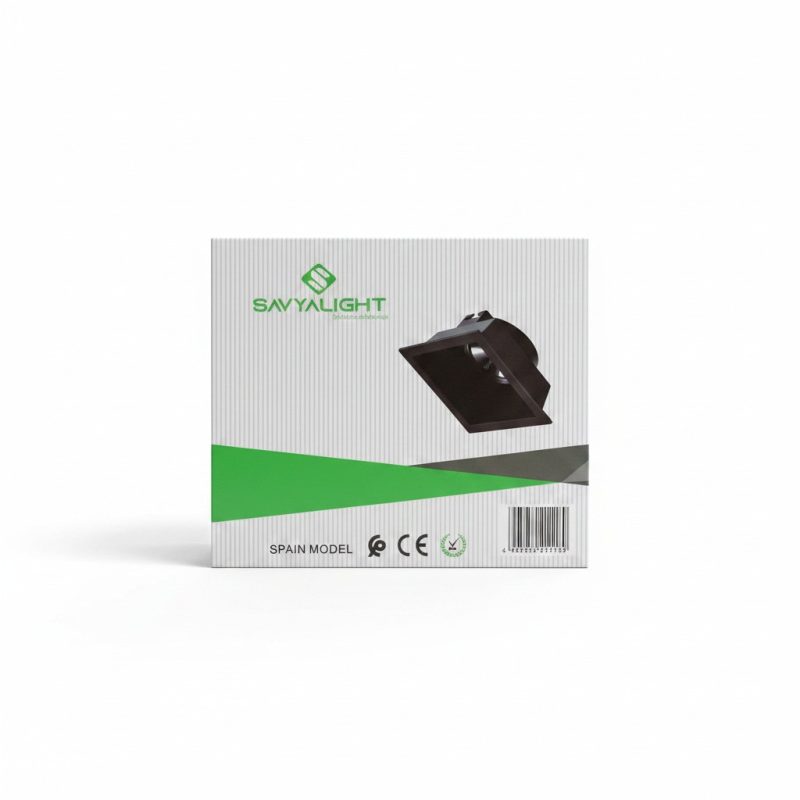 Spot Carré Fixe GU10 Plastique Noir SAVYALIGHT