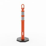 Colonne de barrière de signalisation orange et grise