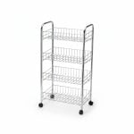 Chariot de Rangement 4 Niveaux à Roues 41x26.5x76cm MEQ
