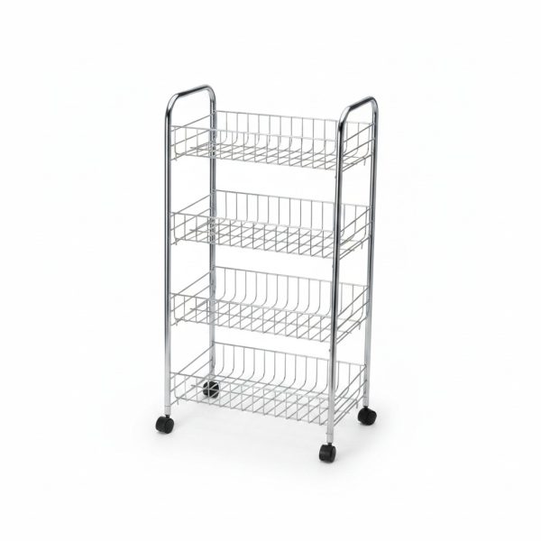 Chariot de Rangement 4 Niveaux à Roues 41x26.5x76cm MEQ