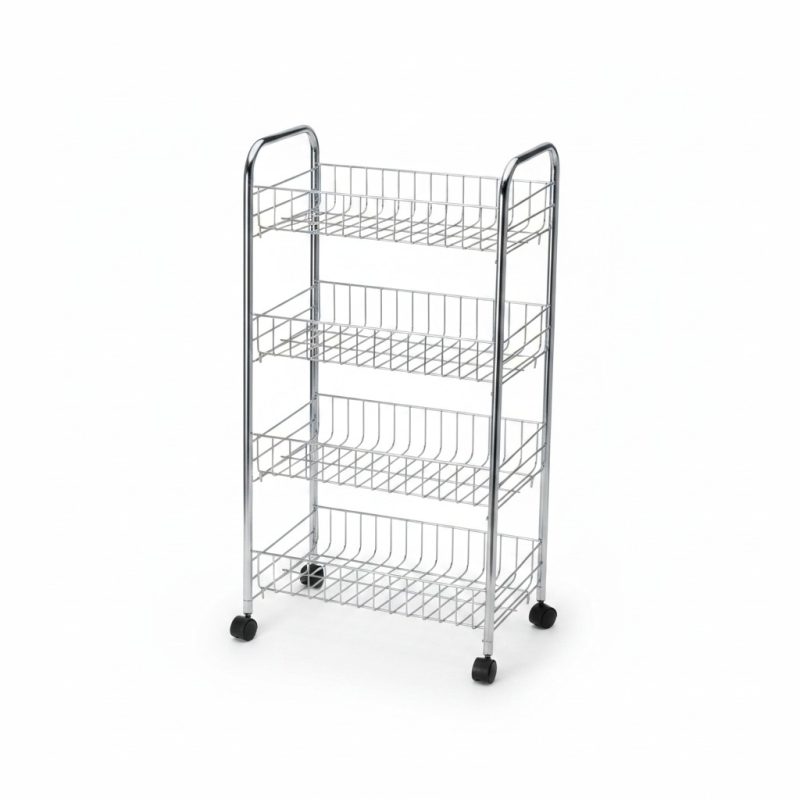 8396091 Chariot de Rangement 4 Niveaux à Roues 41x26.5x76cm MEQ
