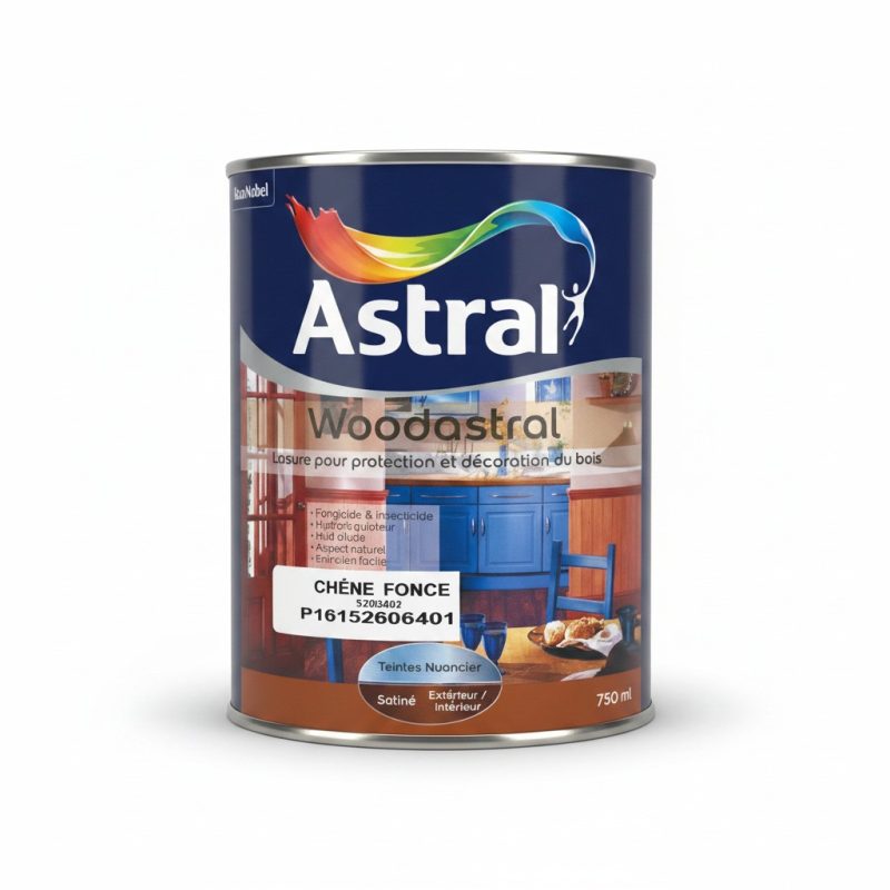 Lasure bois Chêne Foncé Satiné 750 ml Woodastral Astral