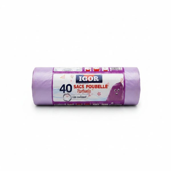 40 Sacs Poubelle Parfumés 30L avec Lien Coulissant IGOR