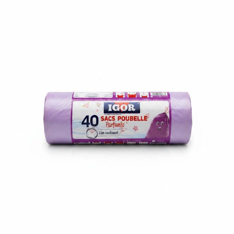 40 Sacs Poubelle Parfumés 30L avec Lien Coulissant IGOR