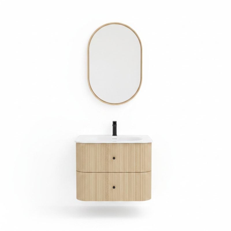 Meuble salle de bain bois 80cm avec vasque intégrée JA2400875
