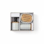 Set 3 Accessoires Salle de Bain Céramique et Bambou Gris