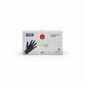 Gants Nitrile Noir Large IGOR (Boîte de 100)