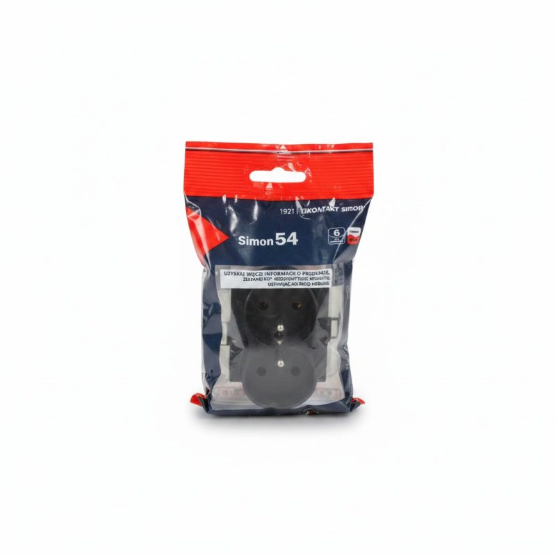 Double Prise de Courant 2P+T Noir Mat Simon 54 Premium