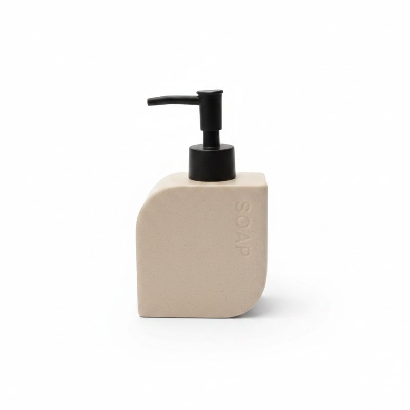 Distributeur de Savon à Poser Beige Moucheté et Pompe Noire