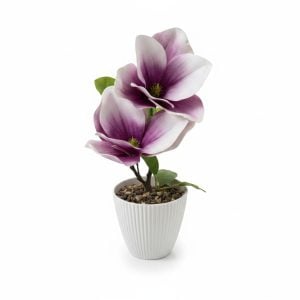 Fleur Artificielle Magnolia Violet & Blanc en Pot
