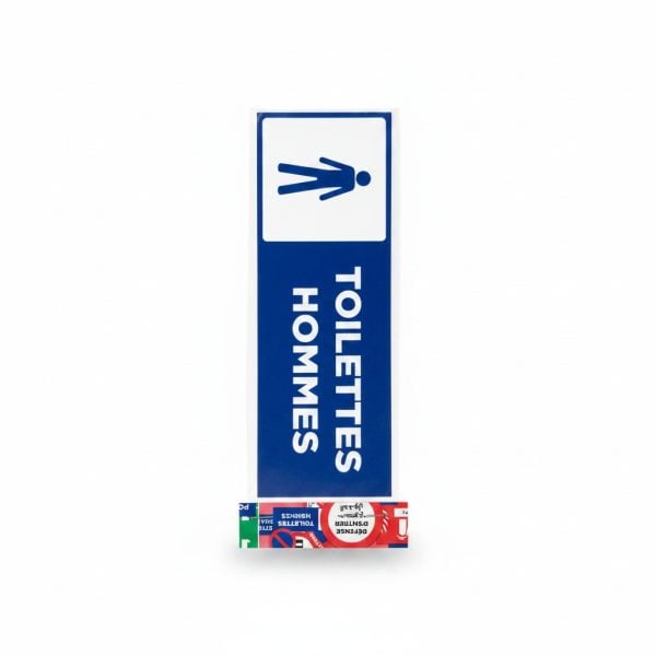 Plaque de signalisation Toilettes Hommes bleu et blanc