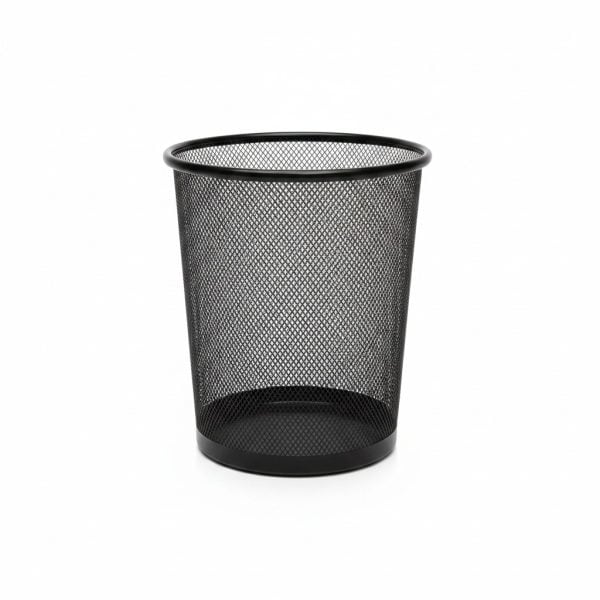 Poubelle Corbeille en Métal Noir Ø26,5 x H26,5 cm