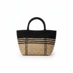 Sac Multiusage Corde et Paille Noir 36x18x25cm