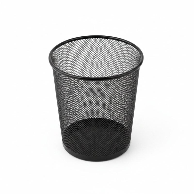 Poubelle Corbeille en Métal Noir Ø26,5 x H26,5 cm