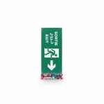 Plaque de signalisation Sortie multilingue flèche vers le bas
