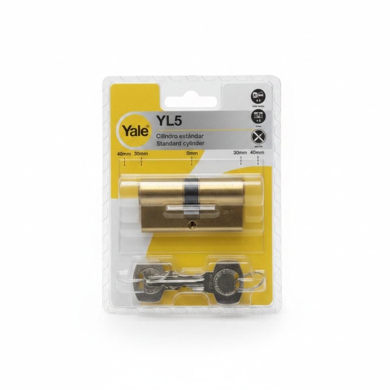 Cylindre de serrure standard YL5 30x30mm Laiton Yale
