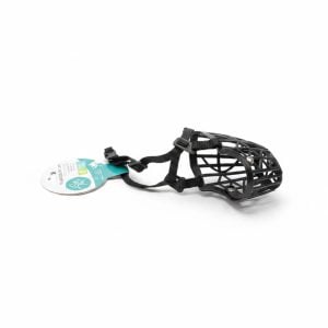 Muselière Panier en Plastique et Nylon Noir Taille S Eco Pet