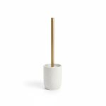 Brosse WC Céramique Blanche et Manche Doré à poser