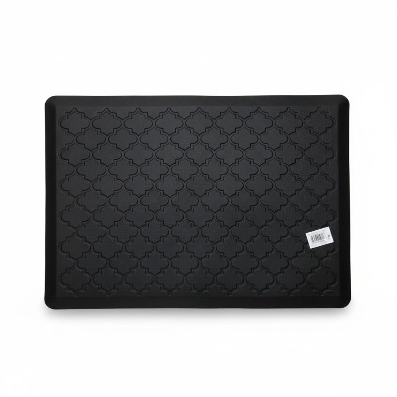 Tapis ReposePieds PVC Noir à Motifs Géométriques