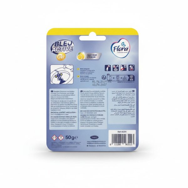 Bloc WC Eau Bleue Parfum Citron 50g Flora