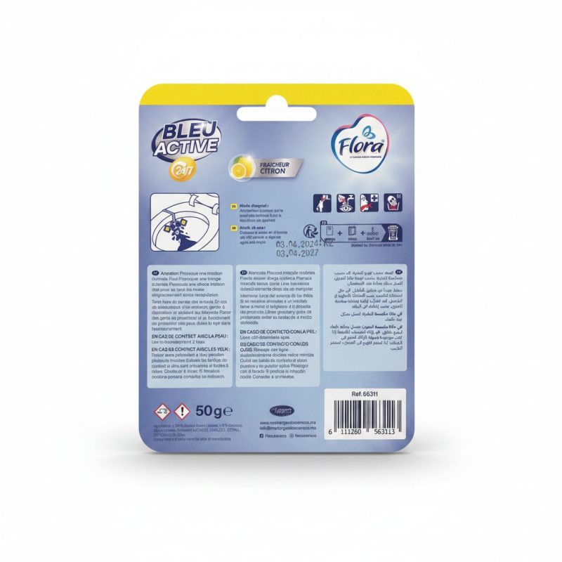 Bloc WC Eau Bleue Parfum Citron 50g Flora