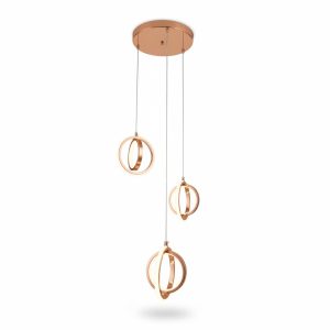 Suspension LED Aliance 3 anneaux métal couleur or 50W