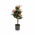 Plante Artificielle Magnolia à Fleurs Roses en Pot